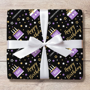 Papel De Regalo Tarta personalizada Feliz 60 cumpleaños
