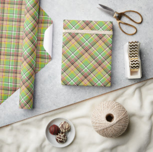 Papel De Regalo Tartan Amarillo y Verde