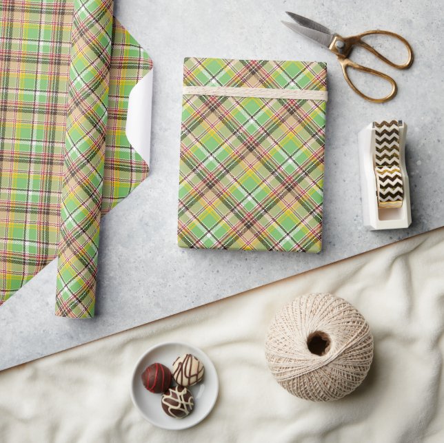 Papel De Regalo Tartan Amarillo y Verde (Artesanía)