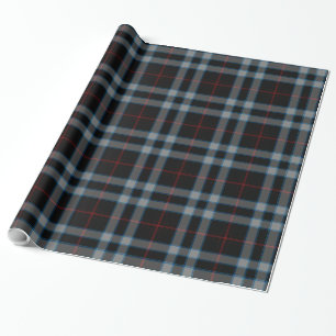 Papel De Regalo Tartán azul gris negro rojo