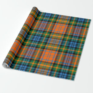 Papel De Regalo Tartan Azul Naranja Verde Clan Murray