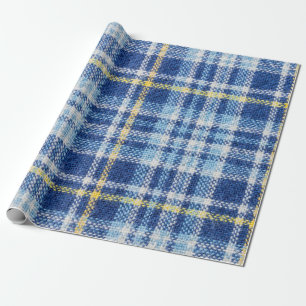Papel De Regalo Tartán azul y amarillo o fondo de plante para las