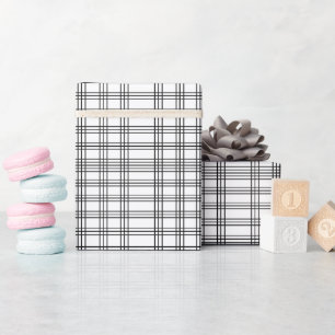 Papel De Regalo Tartán blanco y negro
