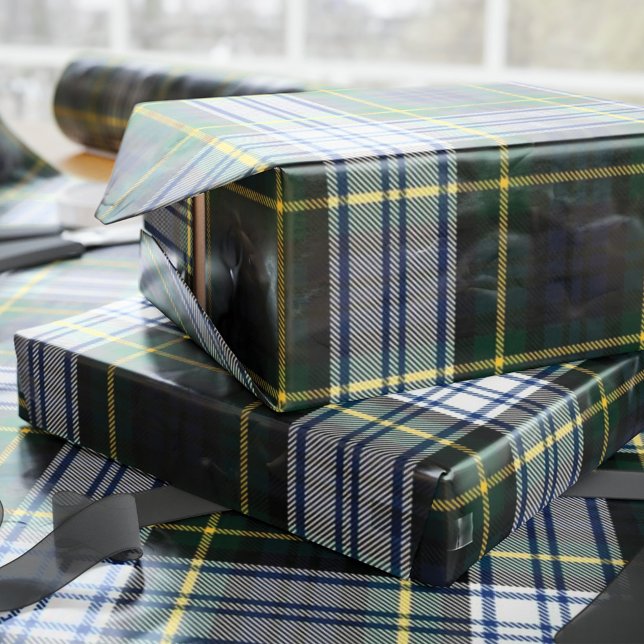 Papel De Regalo Tartan Clan Gordon White Green Purple Check (Plaid Clan Gordon Tartan Wrapping Paper)