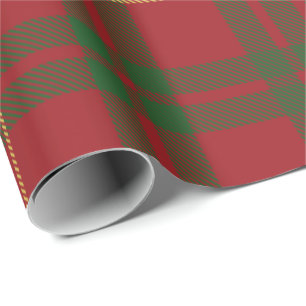 Papel De Regalo Tartan Clan MacTavish Plaid Green Red Check