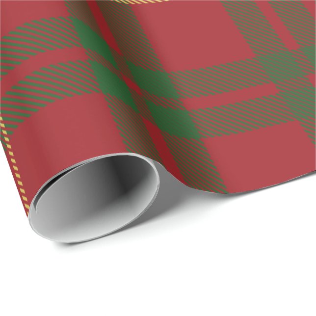 Papel De Regalo Tartan Clan MacTavish Plaid Green Red Check (Esquina del rollo)