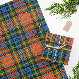 Papel De Regalo Tartan Clan Murray Plaid Blue Naranja Green Check