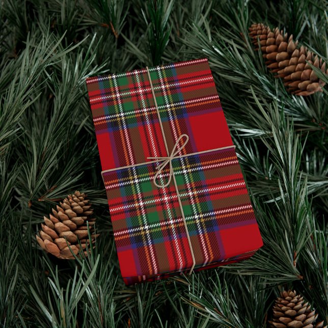 Papel De Regalo Tartan Clan Stewart Plaid Black Red Check Pattern (Stewart Tartan Plaid Wrapping Paper)