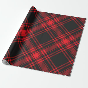 Papel De Regalo Tartan Clan Stewart Plaid Black Red Check Pattern