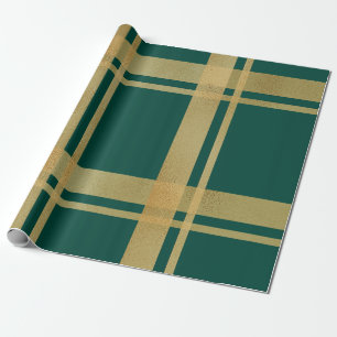 Papel De Regalo Tartán clásico verde y oro