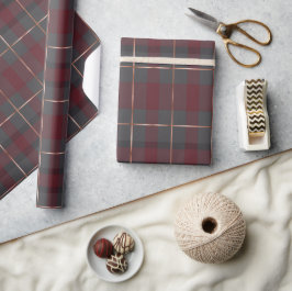 Papel De Regalo Tartan de Cuadros Rojo y Gris Clásico