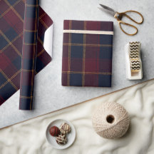 Tartan de lujo burgundy, navy y oro