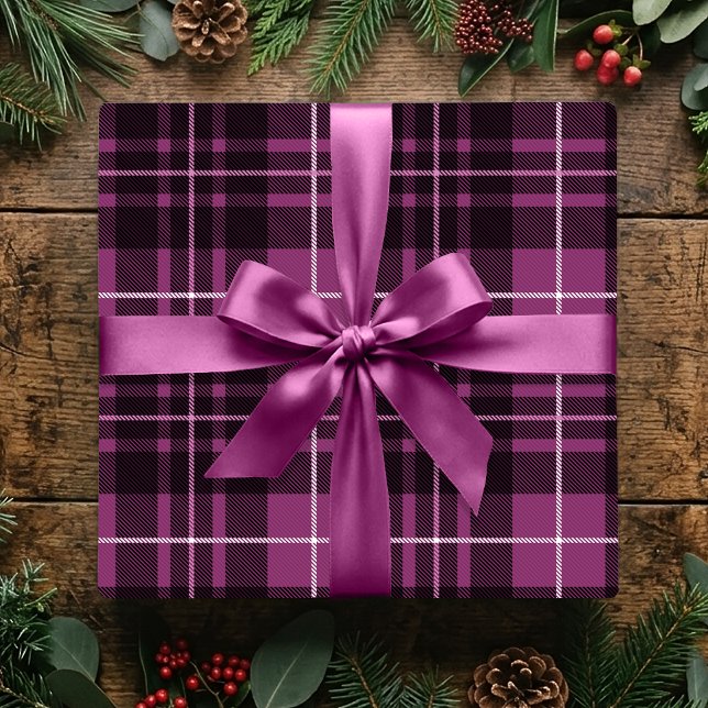 Papel De Regalo Tartan de Navidad Clásico Cuadros Rosa Oscuro Fest (Subido por el creador)