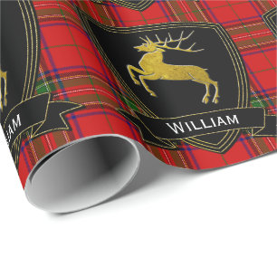 Papel De Regalo Tartán de Stewart del macho del oro
