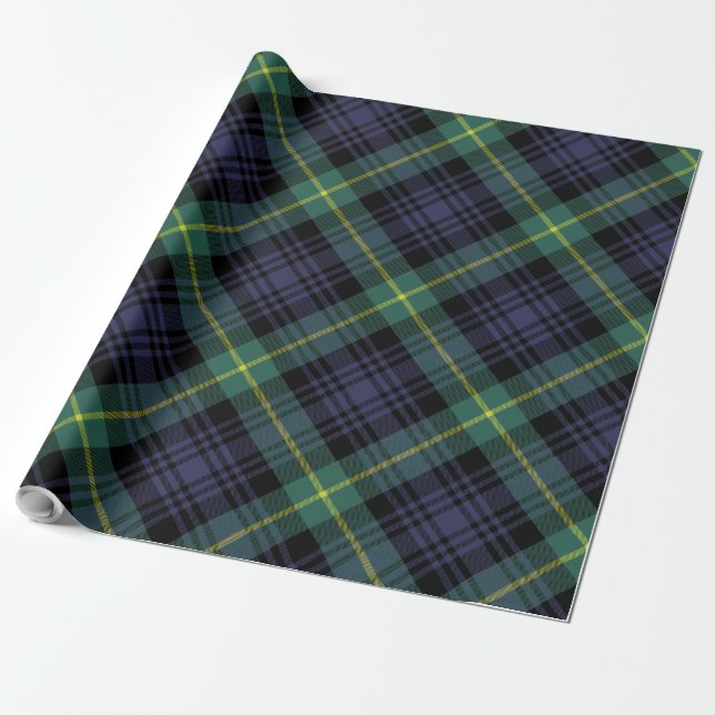Papel De Regalo Tartán elegante de color verde púrpura (Desenrollado)