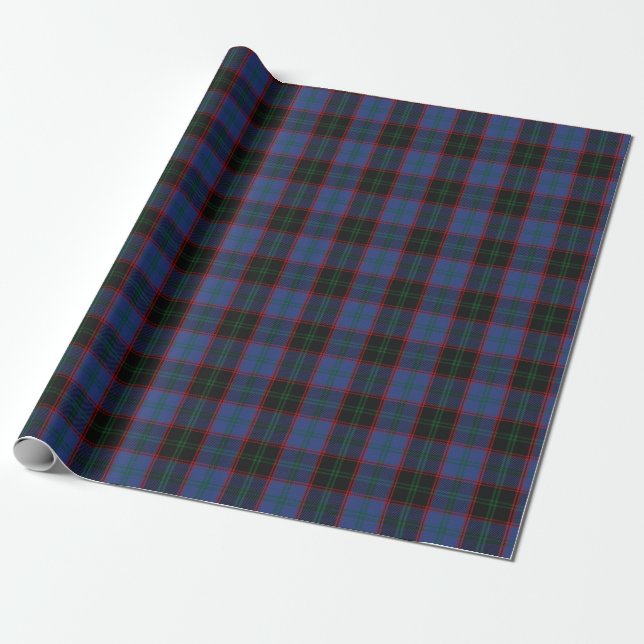Papel De Regalo Tartán escocés rojo del negro casero del verde (Desenrollado)