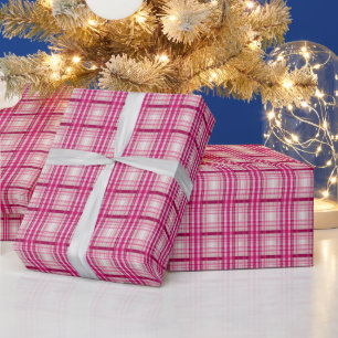 Papel De Regalo Tartán escocés rosa blanco plaid Classic azul