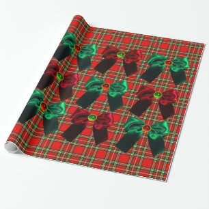 PAPEL DE REGALO TARTÁN ESCOTISTA CON LOS CUERPOS DE NAVIDADES VERD