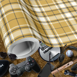 Papel De Regalo Tartán - Marfil de oro y grafito de mostaza