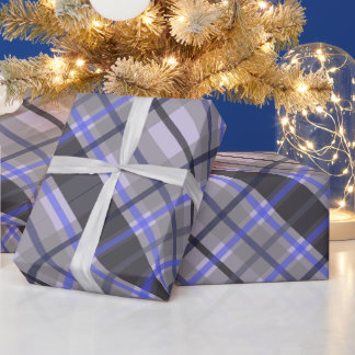 Papel De Regalo Tartan Moderno Azul Camello Negro Patrón