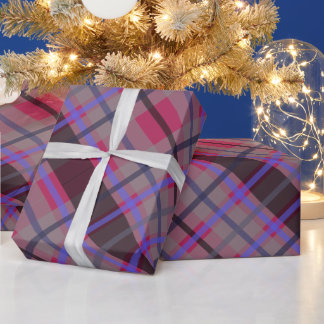 Papel De Regalo Tartan Moderno Azul Camello Negro Patrón