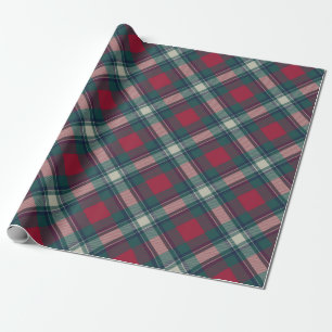 Papel De Regalo Tartan Moderno Escocés Rojo Verde