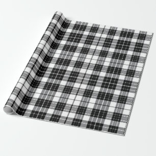 Papel De Regalo Tartán monocromo blanco y negro elegante