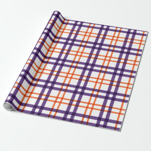 Papel De Regalo Tartán morado y Naranja