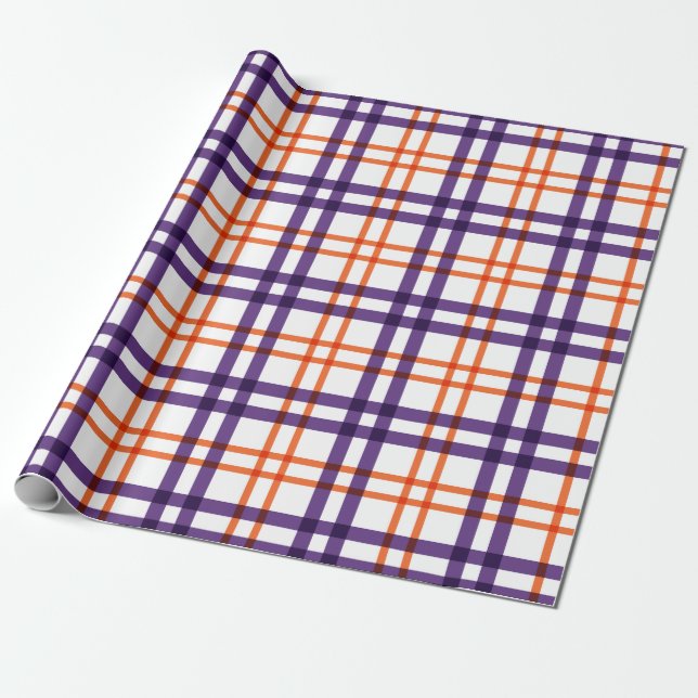 Papel De Regalo Tartán morado y Naranja (Desenrollado)