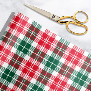 Papel De Regalo Tartan Navidad Rojo Verde y Blanco Festivo