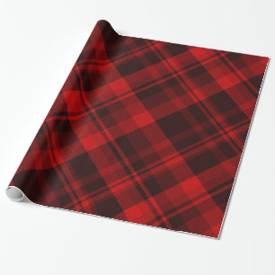 Papel De Regalo Tartán negro rojo de búfalo de vacaciones