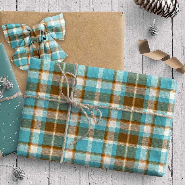 Papel De Regalo Tartán Pattern5 Turquesa y Gold ID210 (Subido por el creador)