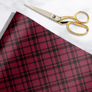 Papel De Regalo Tartan Plaid de Burgundy Rojo de Fiesta