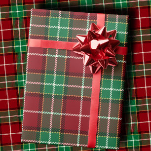 Papel De Regalo Tartan Plaid Marrón y Verde Esmeralda Tradicional