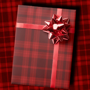 Papel De Regalo Tartan Plaid Monocromo Rojo Burgundy Profundo de L