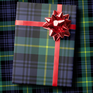 Papel De Regalo Tartan Plaid oscuro y naval de bosque verde