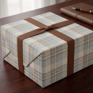 Papel De Regalo Tartan Plaid Preppy Crema Herrumbre Azul Pizarra