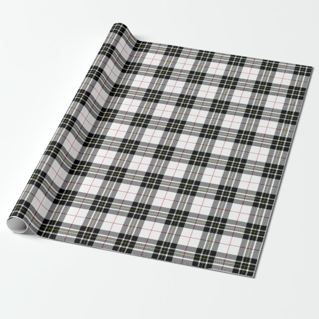 Papel De Regalo Tartan Plaid Rojo Negro Blanco Navidad Año Nuevo R (Desenrollado)