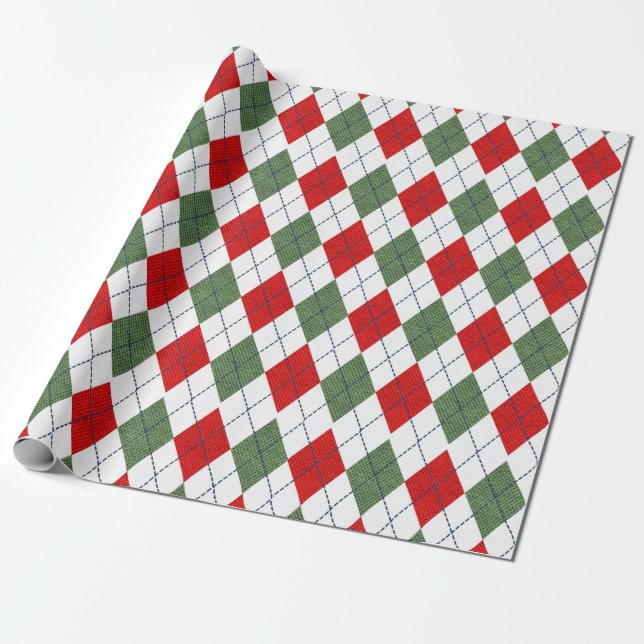 Papel De Regalo Tartan Plaid Rojo Verde Navideño Año Nuevo Retro (Desenrollado)