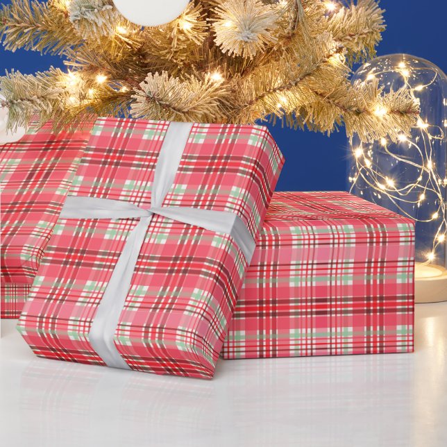 Papel De Regalo Tartan Plaid Rosa (Vacaciones)