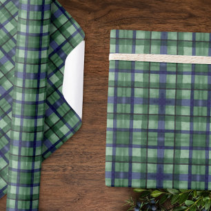 Papel De Regalo Tartan Plaid Verde Azul Black Watch Dinero Antiguo