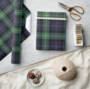 Papel De Regalo Tartan Purpura Verde Negro Tradicional