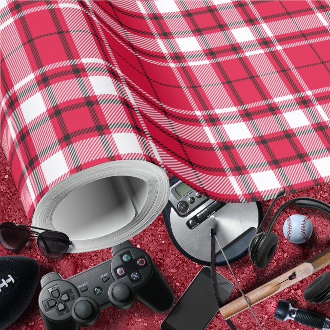 Papel De Regalo Tartán - Rojo-Blanco-Negro (Tartan - Red-White-Black Wrapping Paper by Leapfroglisics Shop)