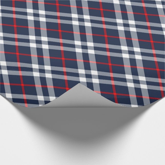 Papel De Regalo Tartán rojo blanco y azul (Esquina)