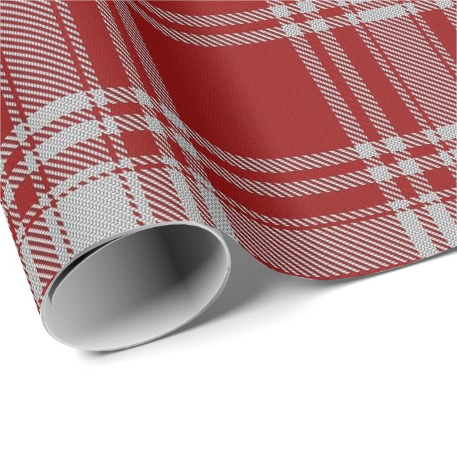 Papel De Regalo Tartán rojo de Menzies del clan y blanco escocés (Esquina del rollo)