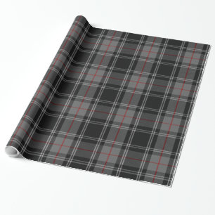 Papel De Regalo Tartán rojo gris negro