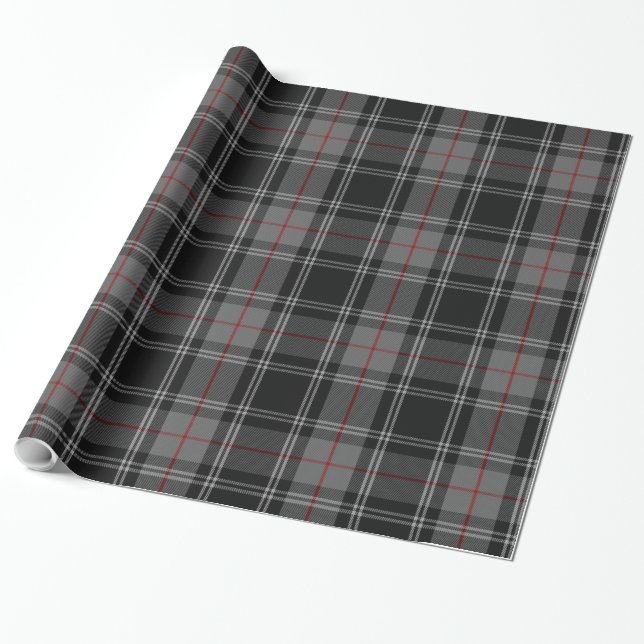 Papel De Regalo Tartán rojo gris negro (Desenrollado)