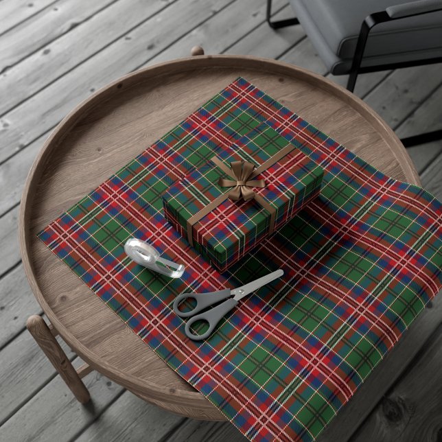 Papel De Regalo Tartán Rústico Clásico Rojo Verde Elegante (Plaid MacCulloch Tartan Wrapping Paper)