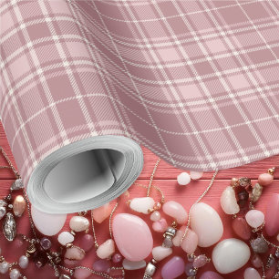 Papel De Regalo Tartán - Tartán - Rosa oscuro y claro con cemento