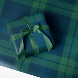 Papel De Regalo Tartán verde marino atrevido de vacaciones clásica